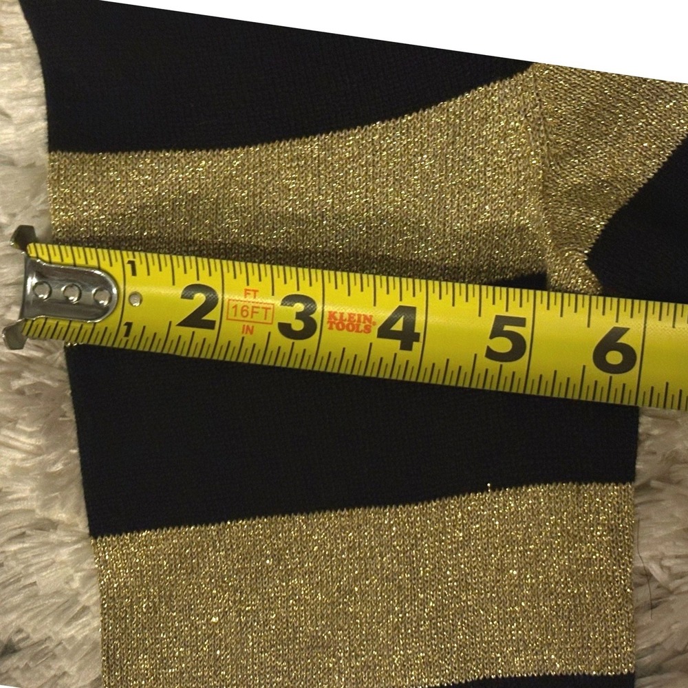 Lauren Ralph Lauren Womens Black Gold Metallic Striped Boat Neck Top Size Medium - Picture 5 of 7